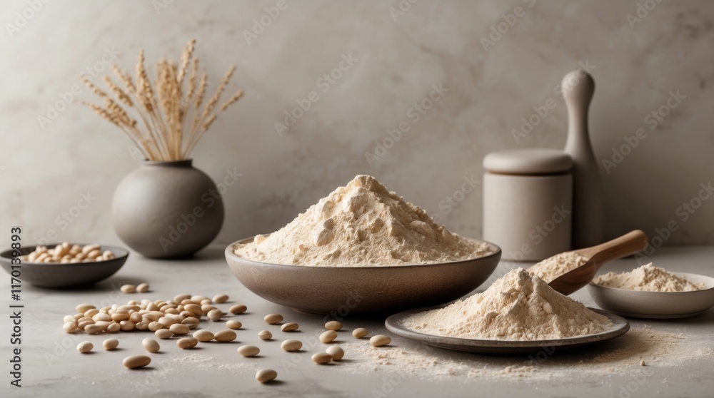 Fototapeta premium Baking with bean flour preparing delicious recipes in a cozy kitchen environment