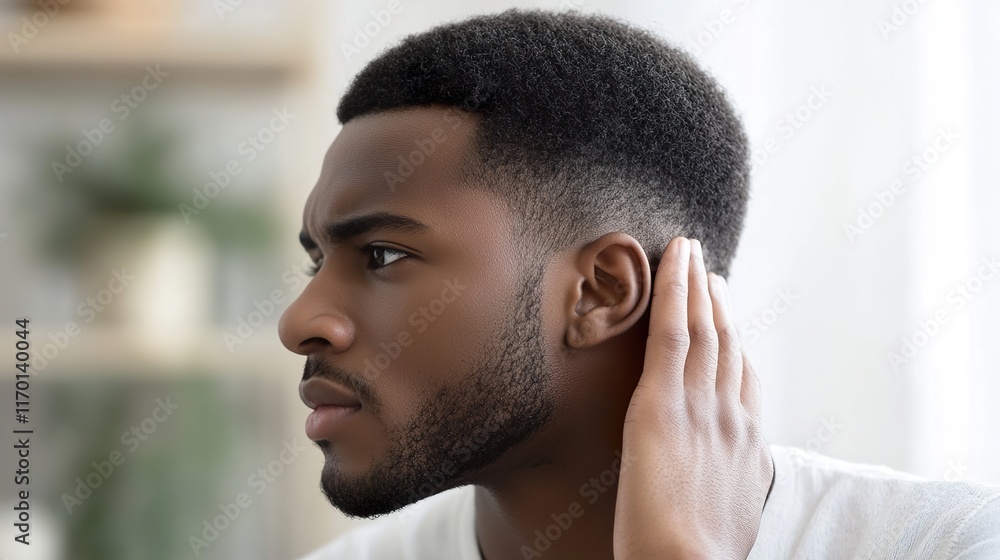 Obraz premium Pensive Man in Profile: A Contemplative Portrait