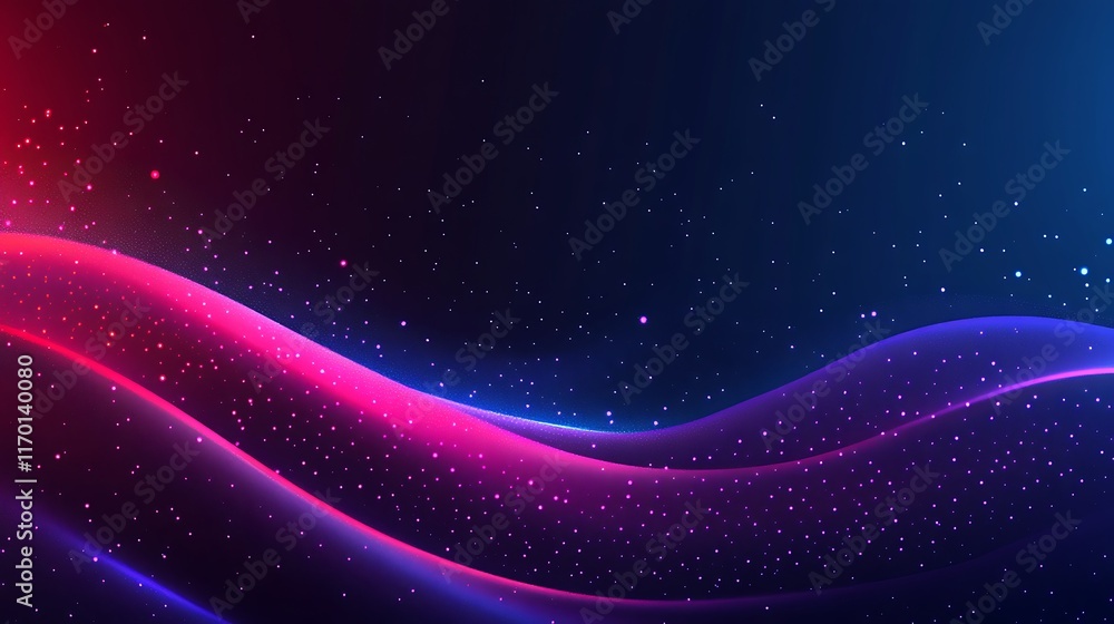 Obraz premium Abstract Neon Waves with Glowing Particles Background