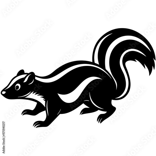Cute Silhouette of a Skunk line art vector cartoon illustration