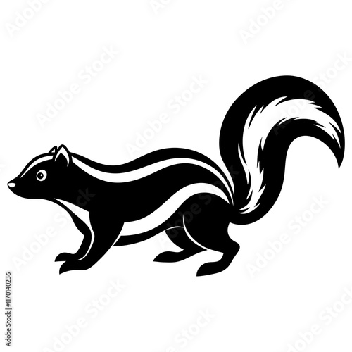 Cute Silhouette of a Skunk line art vector cartoon illustration