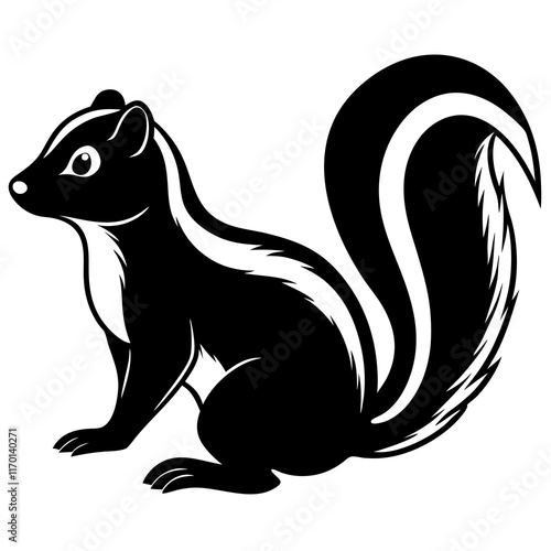Cute Silhouette of a Skunk line art vector cartoon illustration