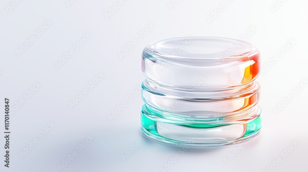 Abstract Stacked Glass Cylinders with Colorful Liquid Modern Design Element Abstract Stacked Glass Cylinders with Colorful Liquid Modern Design Element