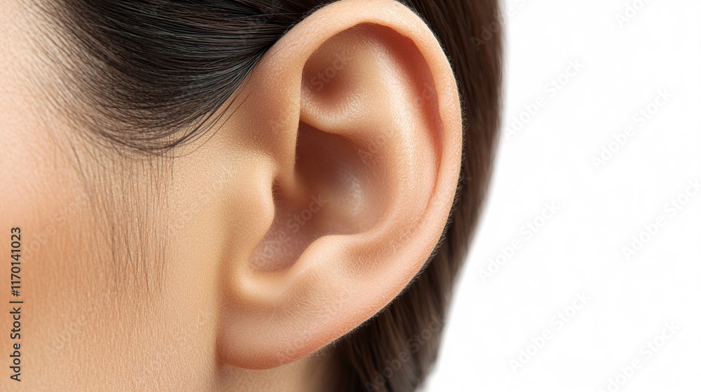 Obraz premium Close-up of a Woman's Ear: Detailed Human Anatomy