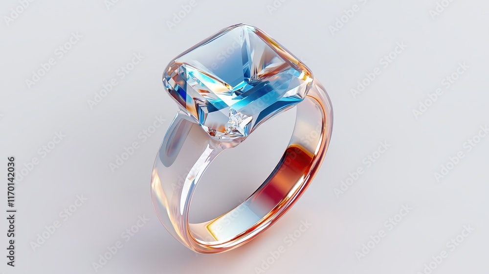 Elegant Rose Gold Ring with Large Square Blue Gemstone Luxury Jewelry Design Elegant Rose Gold Ring with Large Square Blue Gemstone Luxury Jewelry Design