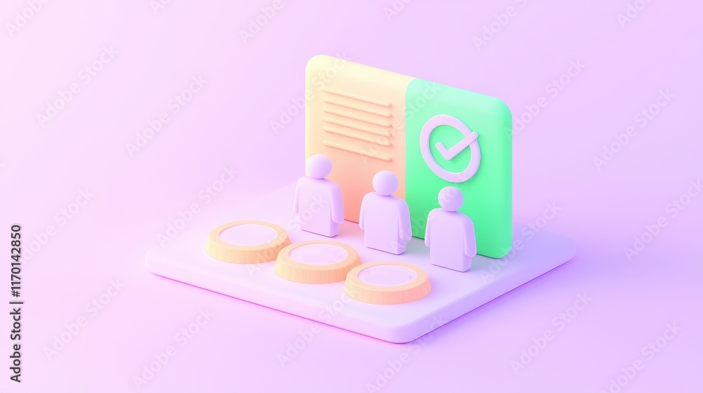 3D Render of Team Completing Task Checklist Progress Success Achievement Goal 3D Render of Team Completing Task Checklist Progress Success Achievement Goal