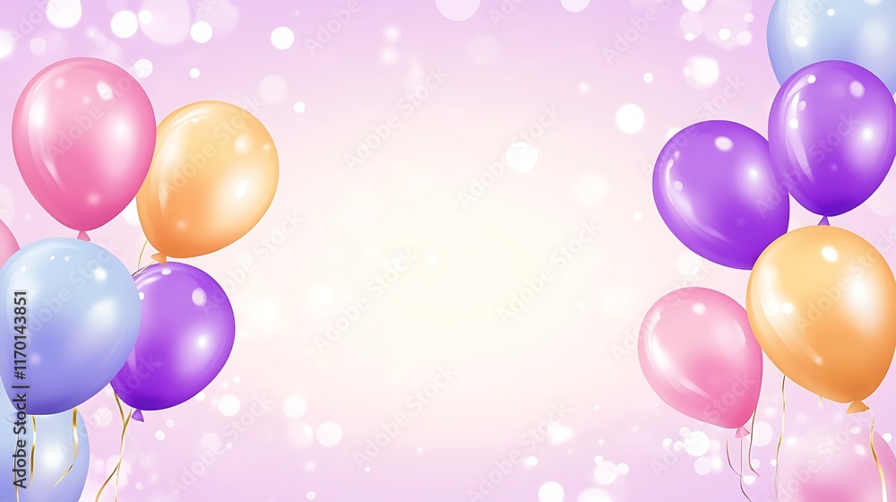 Pastel Balloons Float on a Soft Pink Background Pastel Balloons Float on a Soft Pink Background