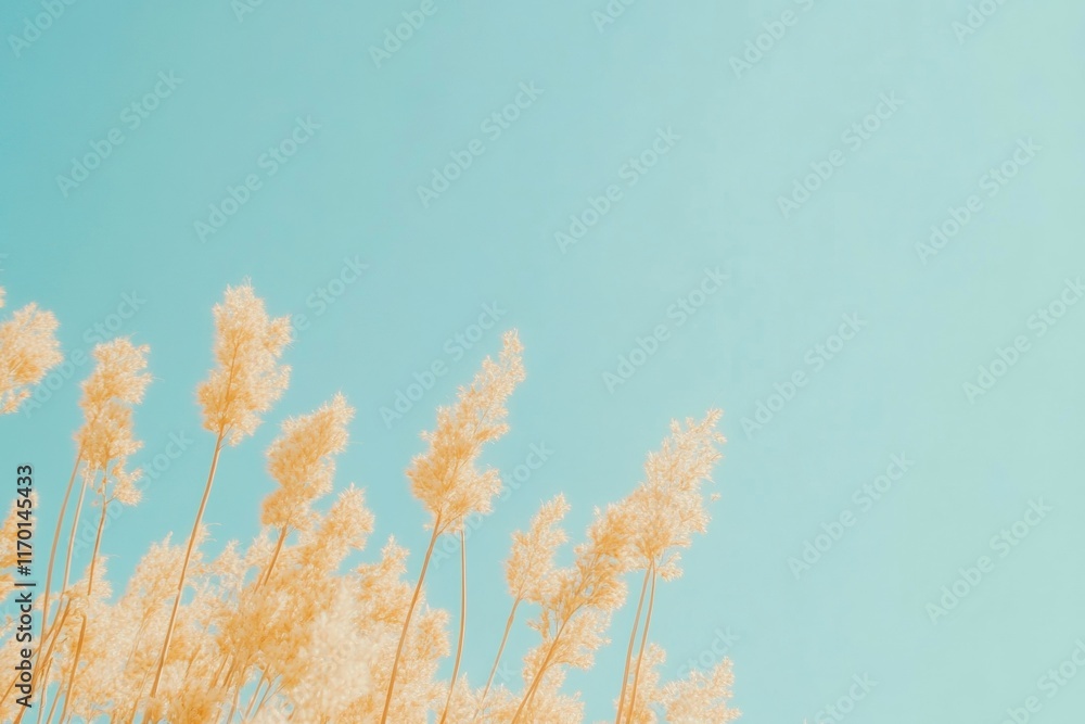 Fototapeta premium Serene Wildflower Meadow Against a Clear Blue Sky