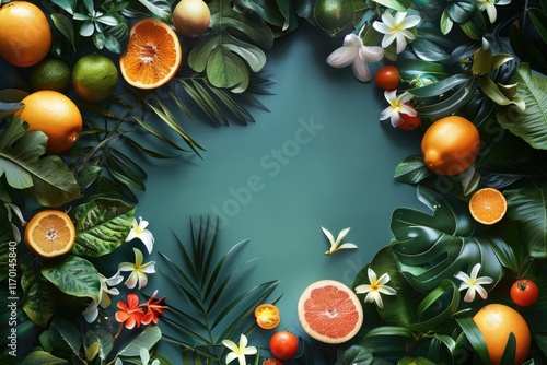 Wallpaper Mural Tropical summer fruit and flower background with space for text. Torontodigital.ca