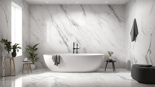Close-up of a guide to transforming walls with the timeless charm and versatility of marble stone texture-inspired tiles background decorated.