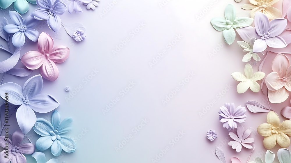 Pastel Flowers Frame Elegant Background Design Pastel Flowers Frame Elegant Background Design