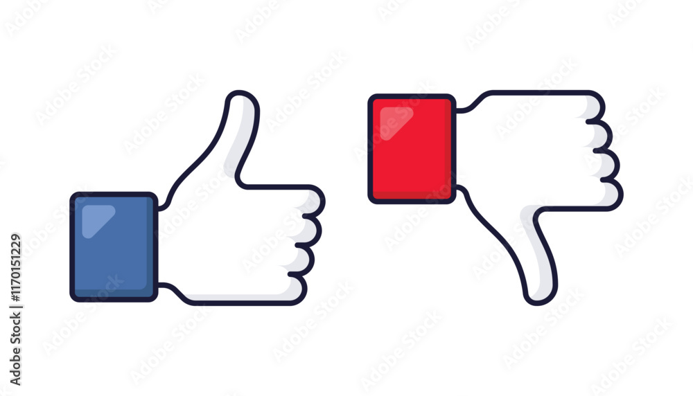 Thumbs Up And Down. Like and dislike unlike thumb icons. Set of thumb icons. Vector illustration. Thumbs Up And Down. Like and dislike unlike thumb icons. Set of thumb icons. Vector illustration.