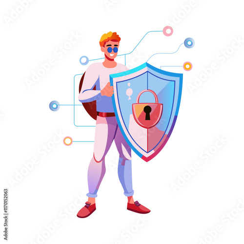 Cybersecurity illustration in flat style 

