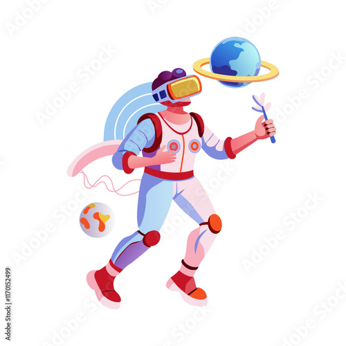 A flat illustration of vr exploration 
