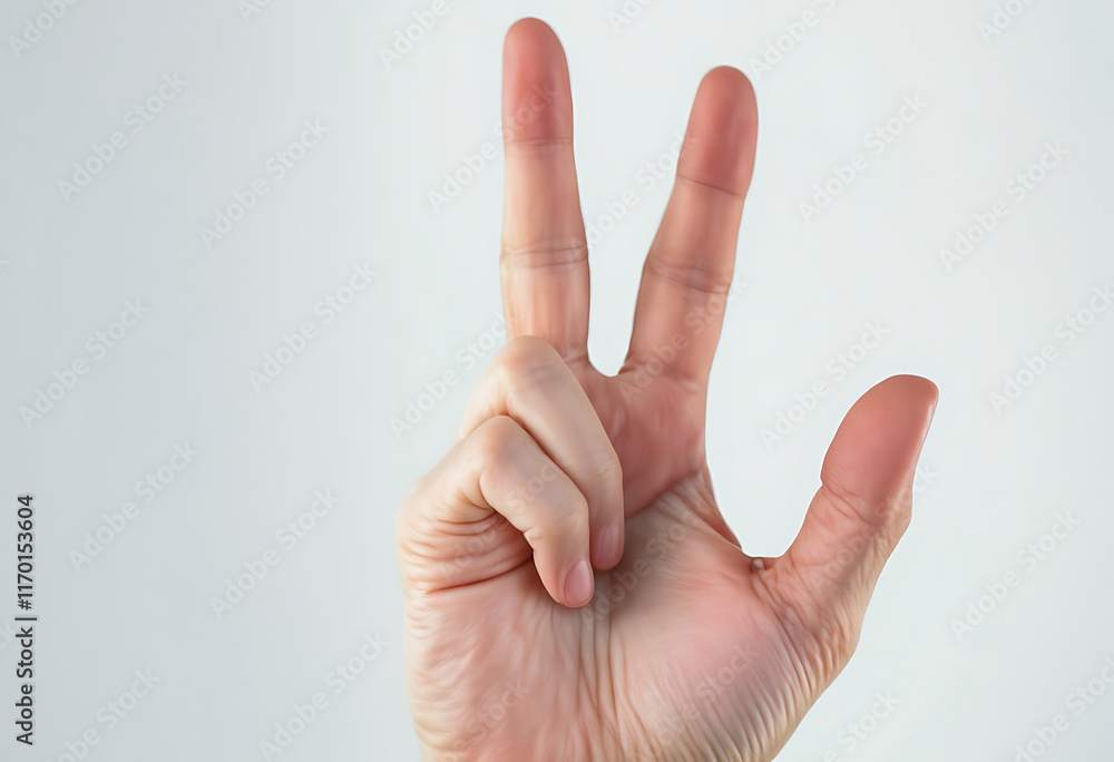 Naklejka premium Hand Showing Three Fingers: A Simple, Clean Minimalist Image