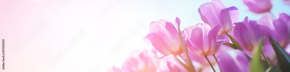 Obraz premium Sunlit Purple Tulips in Bloom Capturing Springs Vivid Elegance