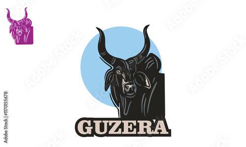 gezera the biggest horned cattle logo, silhouette of great head cow vector illustrations