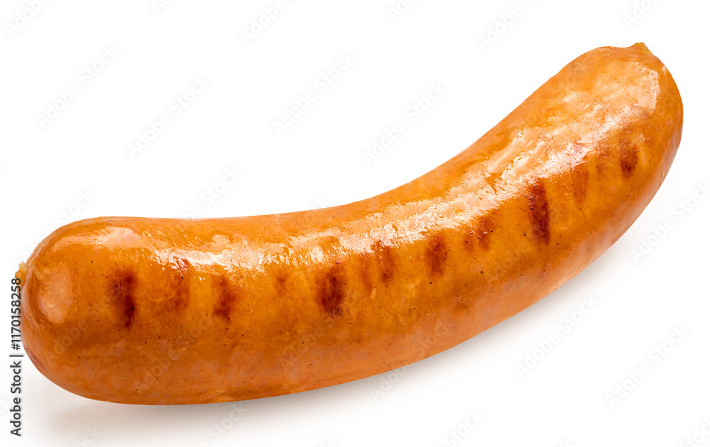 Sausages isolated on white background. Grilled smoke beef sausage isolated on white background with clipping path. Sausages isolated on white background. Grilled smoke beef sausage isolated on white background with clipping path.