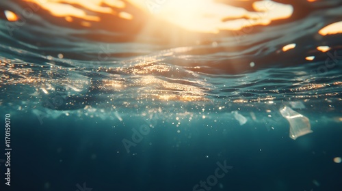 Wallpaper Mural Underwater Sunlight Illuminates Ocean Waves and Particles Torontodigital.ca