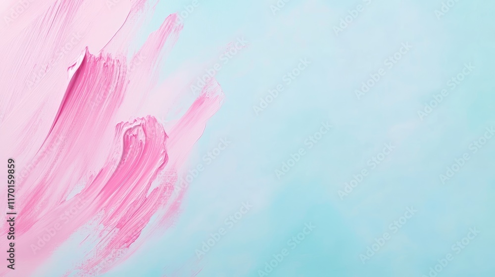 Obraz premium Abstract pastel pink color paint with pastel blue background Fluid composition with copy space Minimal natural luxury