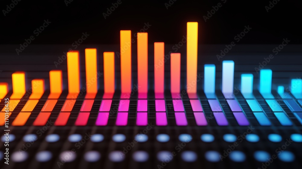 Colorful sound equalizer bars pulsating rhythmically on a dark background vibrant Colorful sound equalizer bars pulsating rhythmically on a dark background vibrant