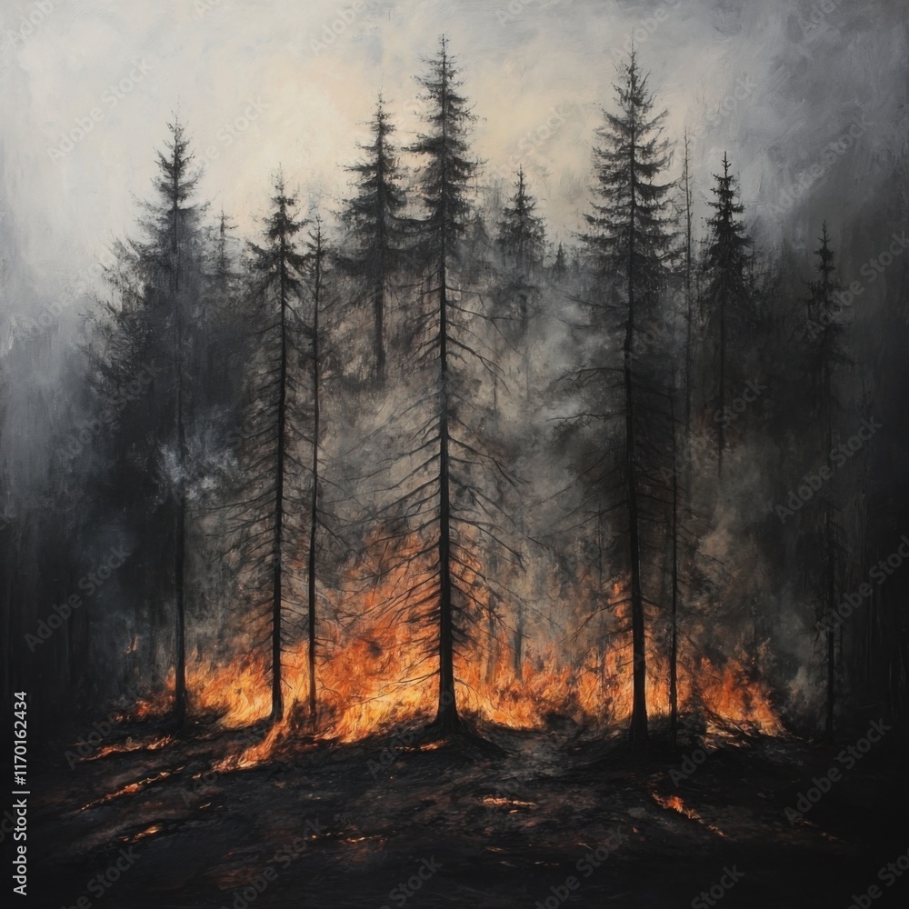 Fototapeta premium Burning trees