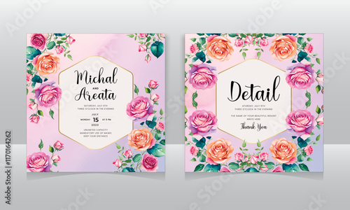 social media instagram influencer account quote post template with Beautiful wedding invitation card with leaf decoration