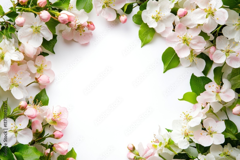 Obraz premium Spring blossom frame on white.