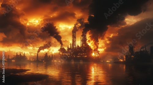 Wallpaper Mural an oil rig super realistic. Torontodigital.ca