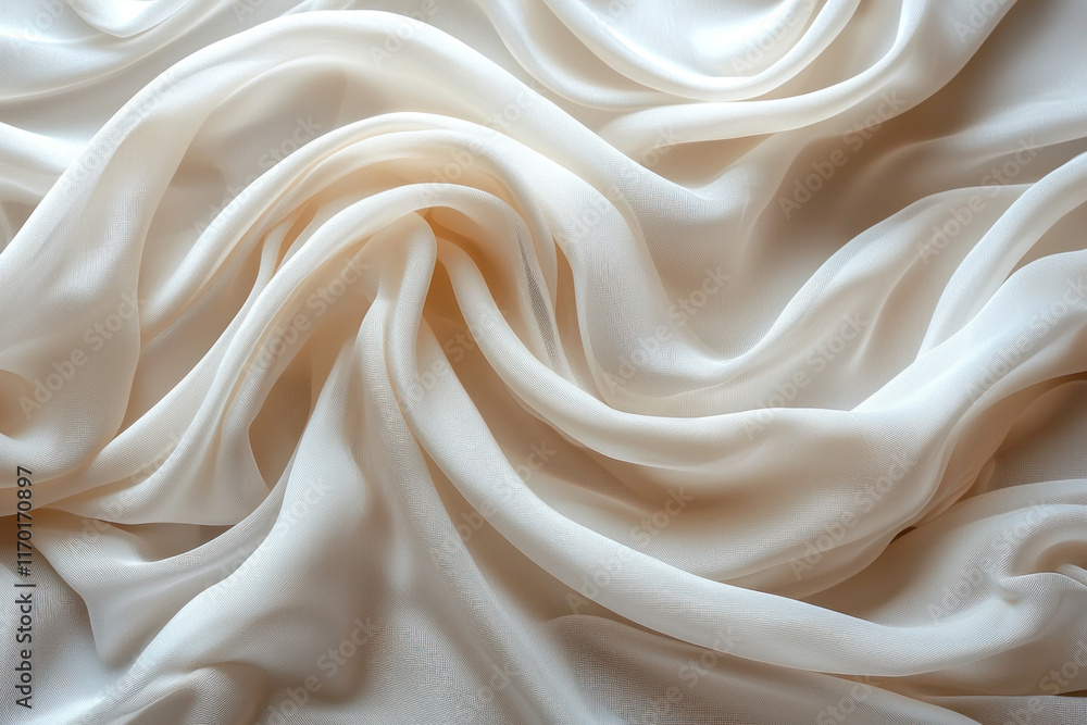 Creamy white silk fabric background with soft folds and wrinkles. Creamy white silk fabric background with soft folds and wrinkles.