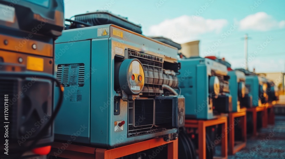 A shot of massive industrial compressors operating in a power generation plant A shot of massive industrial compressors operating in a power generation plant