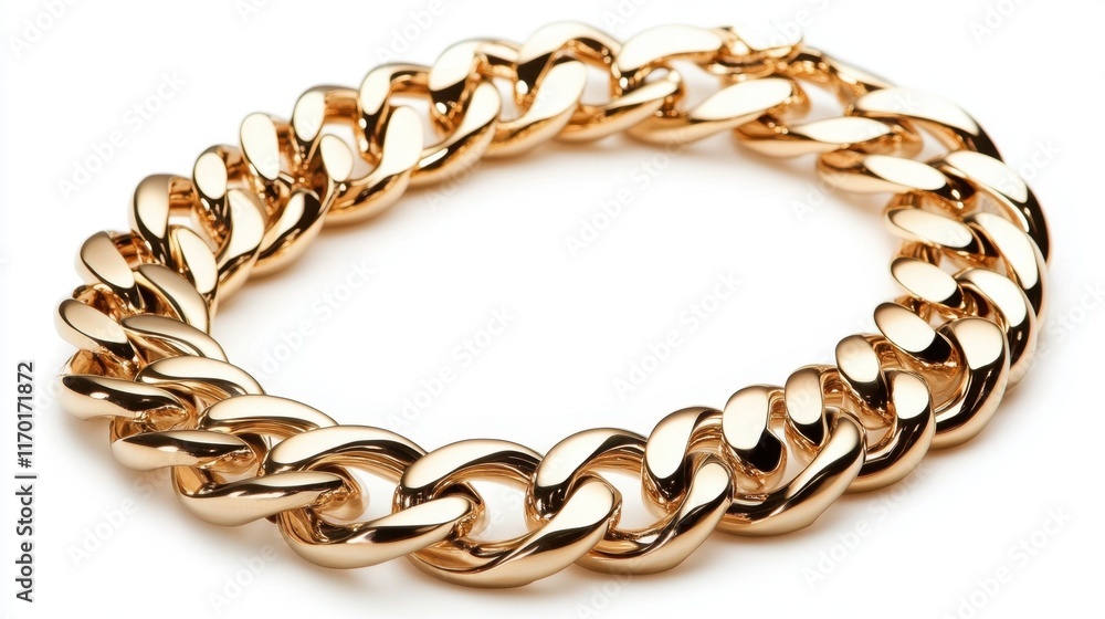 Obraz premium A simple gold chain displayed artistically on a clean white background