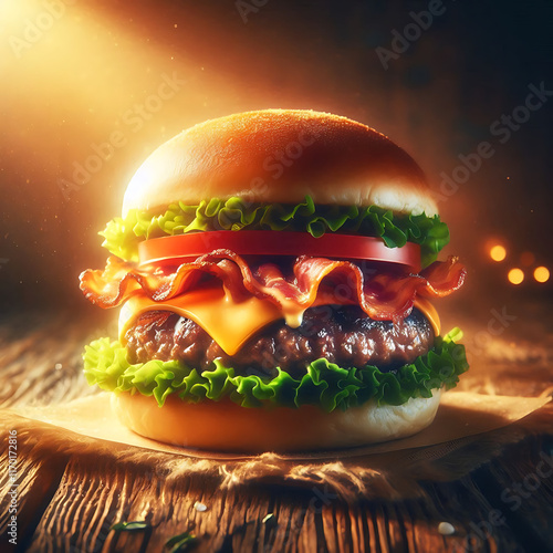 hamburger on the table