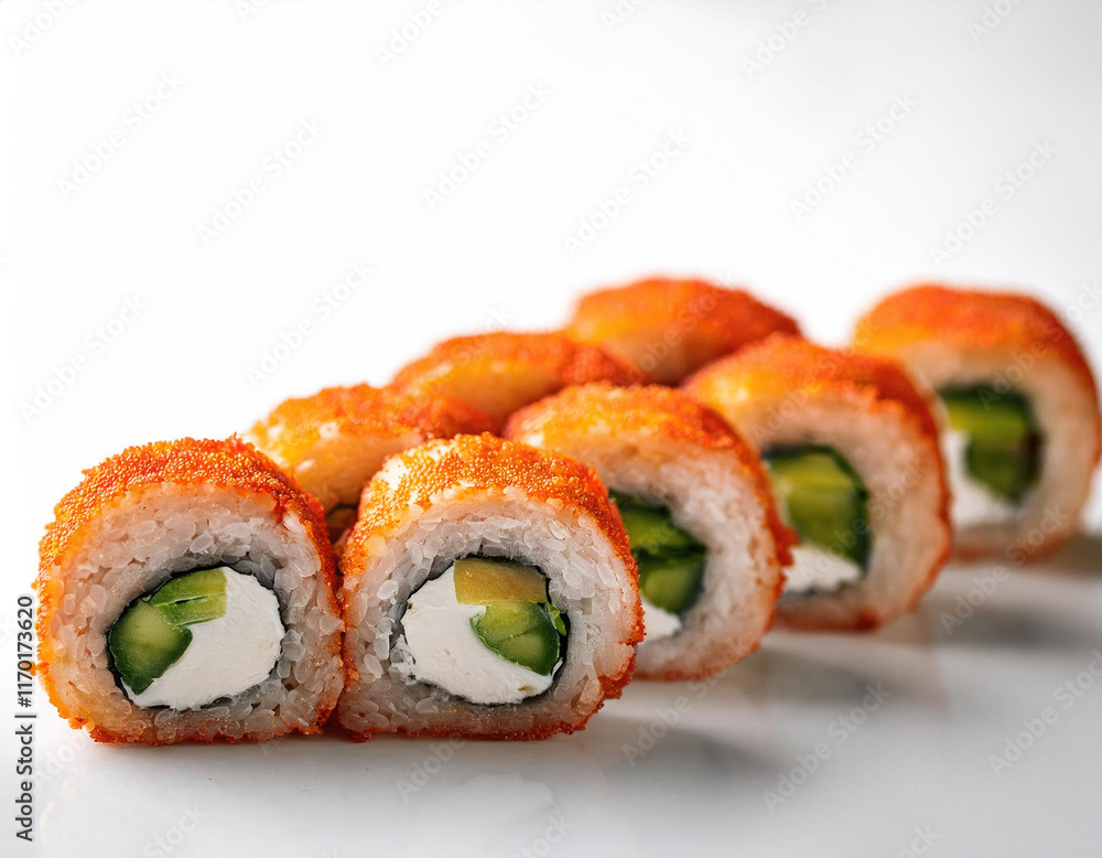 California roll in the white background studio shot California roll in the white background studio shot