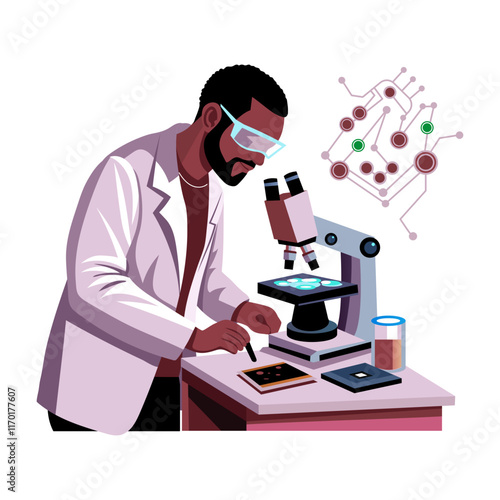 Nanotechnologist illustration in flat style 
