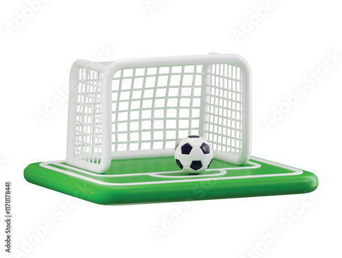 Football goal post with football icon 3d render 