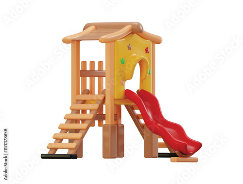 Slide icon 3d render concept of kids park adventure icon vector illustration