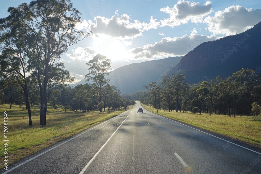 Fototapeta premium Scenic highway road trip through mountains.