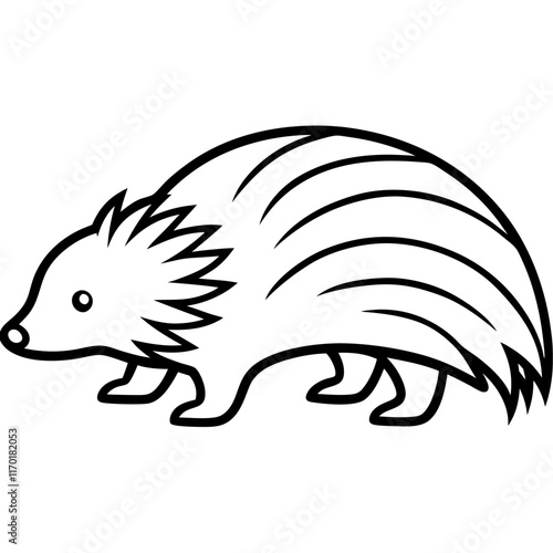 Cute Silhouette of a Porcupine line art vector cartoon illustration