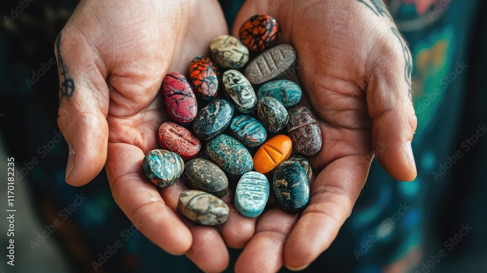 Handful of assorted tablets