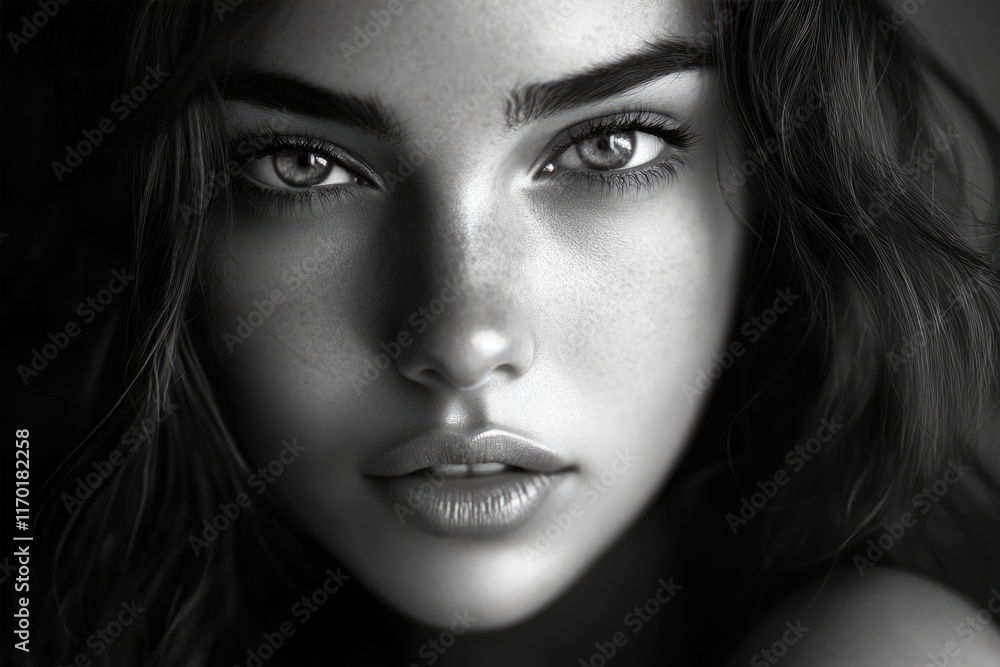 Fototapeta premium black and white fashion art studio portrait