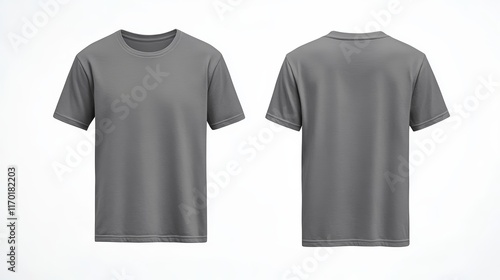 Blank Heater Grey t shirt front and back mockup plain cotton tshirt mock up template for design branding print store Empty casual apparel photo