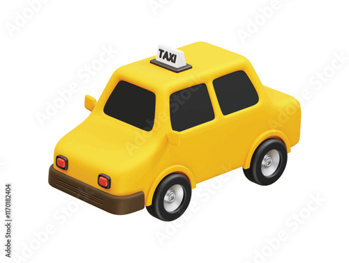 Car for hire, taxi or cab icon. Uber taxi icon 3d illustration