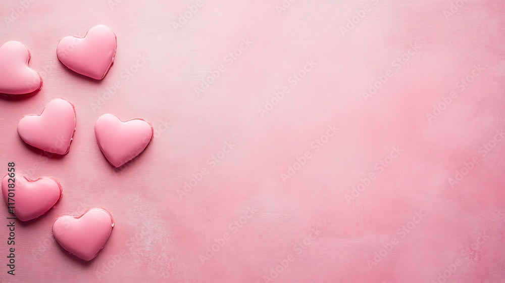 Obraz premium Pink Heart Shaped Candies On Pink Background