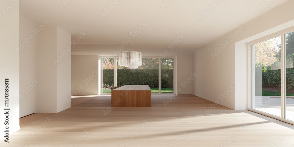 Fototapeta premium Spacious modern interior with natural light and minimalist design in a contemporary home