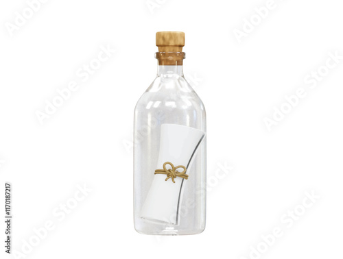 3D message in bottle 3d render icon illustration vector