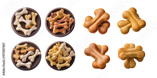 Colorful Variety of Dog Treats Shaped Like Bones on Transparent Background photo