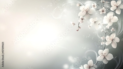 Elegant White Blossoms on a Gray Background photo