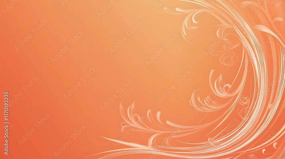 Abstract Orange Background With White Floral Design Abstract Orange Background With White Floral Design