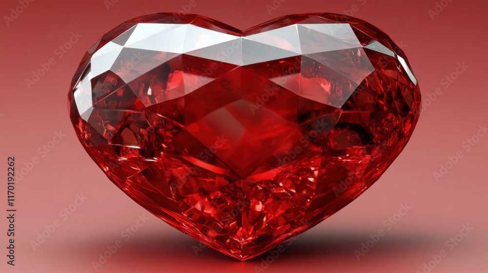 Stunning Heart-Shaped Red Gemstone with Faceted Cuts Reflecting Light, Ideal for Illustrating Love, Romance, or Jewelry Themes in Artistic Designs and Marketing Content Stunning Heart-Shaped Red Gemstone with Faceted Cuts Reflecting Light, Ideal for Illustrating Love, Romance, or Jewelry Themes in Artistic Designs and Marketing Content